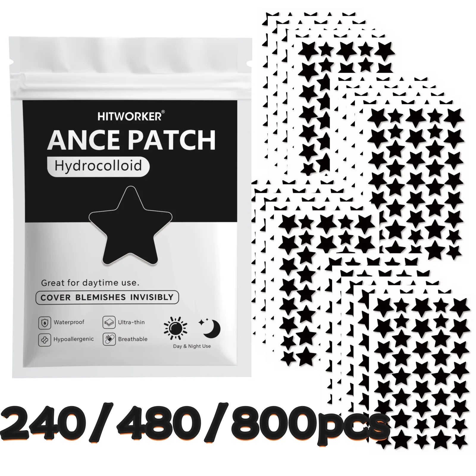 Black Star Shaped Pimple Patches with Tea Tree Oil