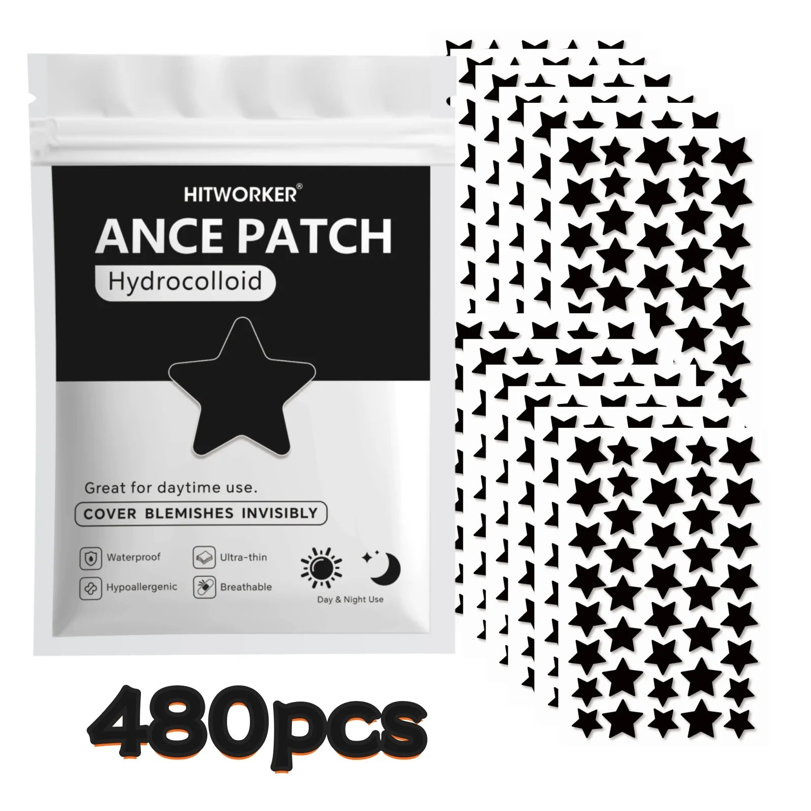 Black Star Shaped Pimple Patches with Tea Tree Oil