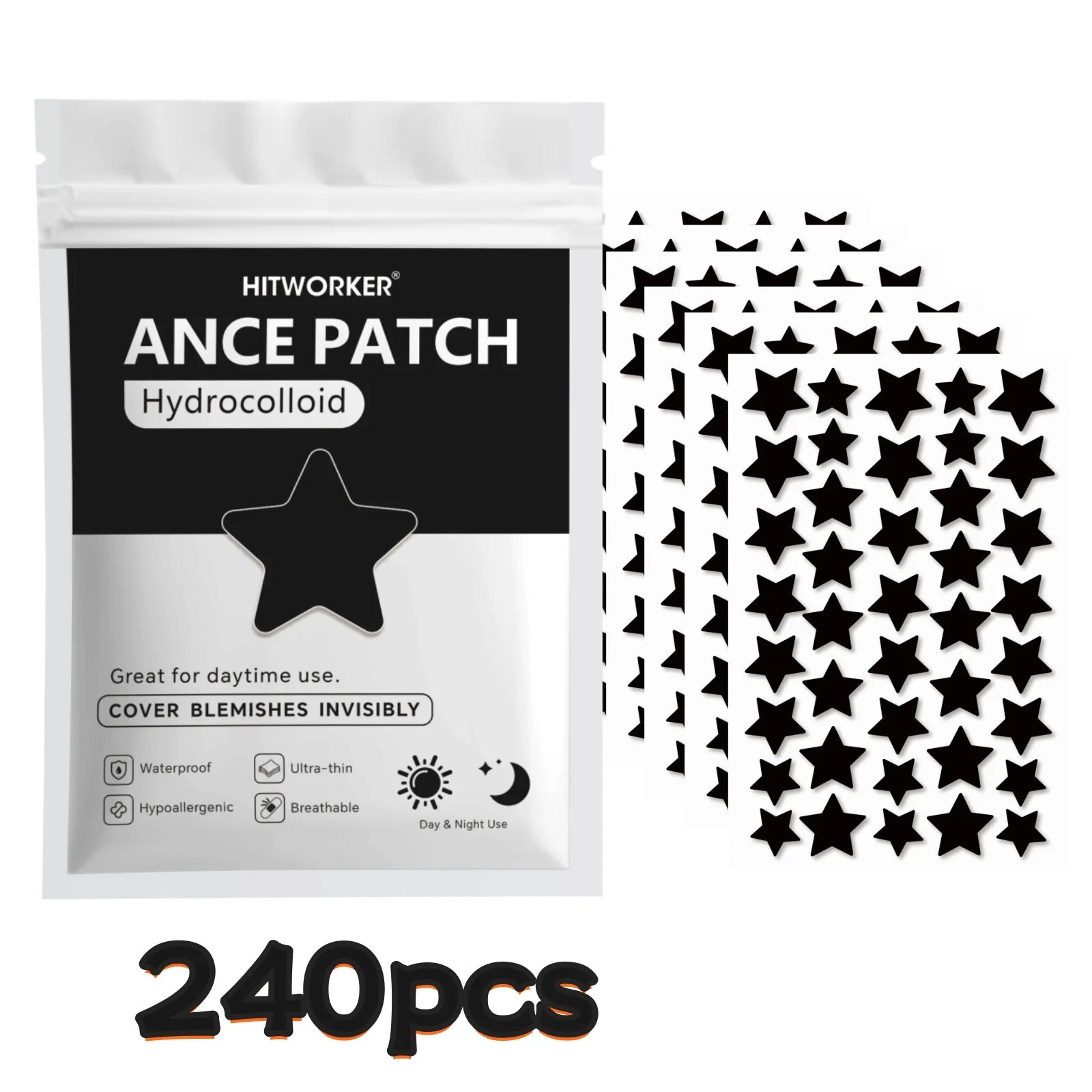 Black Star Shaped Pimple Patches with Tea Tree Oil