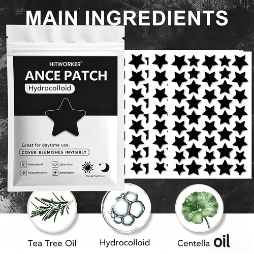 Black Star Shaped Pimple Patches with Tea Tree Oil